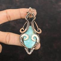 Amazonite Pendant Copper Wire Wrapped Gemstone Pendant Handmade Boho Pendant Copper Jewelry Pendant For Women Gift For Him Wire Wrap Jewelry