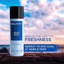 Bella Vita Luxury SKAI AQUATIC No Gas Deodorant Body Perfume for Men with Bergamot, Pineapple, Lavender | 150 ML 15 ml blue