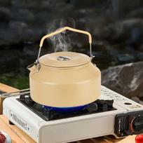 Camping Kettle 1.6L Water Cooking Teapot Pot Aluminum for Travel chaki
