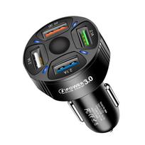 7A 35W QC3.0 Universalus 12-32V automobilinis įkroviklis cigarečių degiklis 4 USB įkroviklis automobilinis sunkvežimių adapteris mobilusis telefonas su Android, Samsung Galaxy, Huawei, Xiaomi 7*4*4cm balta