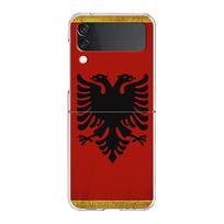 Telefono dėklas Samsung Galaxy Z Flip 3 4 5 skaidrus sulankstomas didelio kietumo PC korpusas Galaxy Z Flip 3 5 skaidrus dangtelis Albanijos vėliava Galaxy Z Flip