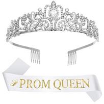 Apvali Krištolinė Karūna Prom Princas Tiara Kaspinas Karalius Karalienė Kaspinas Karūna Vakarėlio Dekoracija white