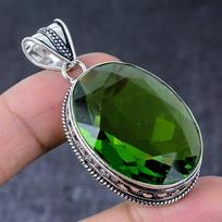 Peridot Gemstone Handmade 925 Sterling Silver Gift Jewelry Pendant 2.21  b8E35 black