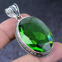 Peridot Gemstone Handmade 925 Sterling Silver Gift Jewelry Pendant 2.25  u7L71 gray