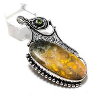 Bumblebee Jasper Gemstone 925 Sterling Silver Jewelry Pendant 2.36  B6v34 black