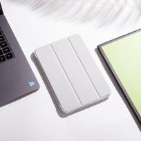 iPad Mini 6 Silicone Protective Shell + 10.2  Tablet Leather Case Mini1/2/3/4/5 Universal Tri-fold white
