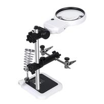 LED Light Magnifier Soldering Station Magnifying Desk Lamp Helping Hands Repair Clamp Alligator Auxiliary Clip Stand