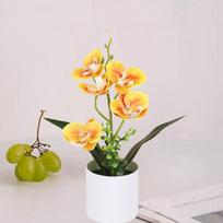 5 Heads Artificial Butterfly Orchid Potted Bonsai Home Garden Balcony Desktop Bedroom Living Room Decoration Fake Plants Bonsai oranžinė