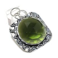 Natural Peridot Gemstone Handmade 925 Sterling Silver Jewelry Pendant 2.09  e5b60 black