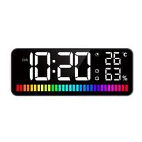 LED Alarm Clock with Rhythm Light Bar Night Light Digital Clock Large Display Temperature and juoda