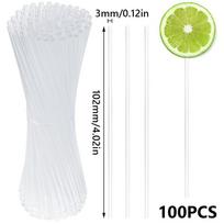 100PC Reusable Transparent Cake Pop Clear Sticks Acrylic Lollipop Sticks Dessert Chocolate 3mmx102mm white