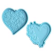 2Pcs Silicone Keychain Pendant Mold Heart Shape Silicone Keychain Mold Eyes for Butterfly Keychain Resin Epoxy Mold Cast blue