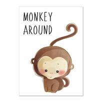 Cartoon Cute Animal Giraffe Lion Monkey Elephant Baby Posters And Prints Wall Art Canvas Painting Wall Pictures Kids Room Décor No Frame 21*30cm No Frame