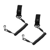 2Pcs Anti-Lost Retractable Sling Keychain for Camping, Climbing Nylon Tactic Lanyard Secure Spring Lanyard Coil Lanyard black