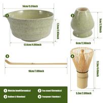 4 vnt. Japoniškas „Matcha“ rinkinys Saugus bambuko plaktuvas arbatinis šaukštelis arbatos šaukštas dubenėlis patalpų gėrimų parduotuvė arbatos gaminimo įrankiai priedai