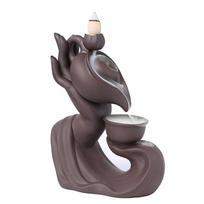 „Backflow“ keramikos smilkalų degiklio krioklys dūmų smilkalų laikiklio dekoro dovana 12X7.5X17 cm gray