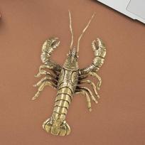 Lobster Figurine Copper Statue Decor Vintage Style Gift Small Desktop Ornament for beige