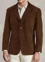 Handmade Coat New Stylish Party Formal Men's BROWN Suede Lambskin Leather Blazer XS ruda