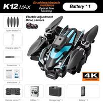 Naujas K12 ProMAX nuotolinio valdymo dronas ESC Triguba HD kamera Bešepetėlis Sulankstomas Kliūčių vengimas WIFI FPV Kvadkopteris Žaislas Dovana Vaikams 1 battery juoda