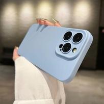 Natural Titanium camera lens film protection silicon case for iPhone 15 14 13 12 11 Pro Max Plus full anti fall soft phone cover for iphone11 Pro(5.8") tamsiai mėlyna spalva