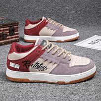 New Men's Sneakers Outdoor Fashion Skateboard Shoes  Casual  Designer Men Shoes Leather Stitching Nude Shoe Tenis Masculino 39 white