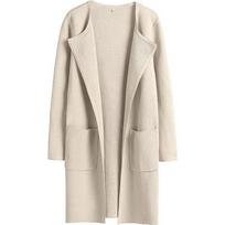 Fall And Winter Europe And The United States Women's Comfortable Casual Jacket Lapel Tweed Coat L smėlis