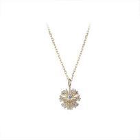 925 Sterling Silver Dandelion Zircon Necklace for Women Mnimalist Clavicle Chain Choker Wedding Jewelry white