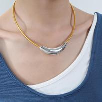 New Chinese Hong Kong Style Hip Hop Geometric Necklace Titanium Steel Maillard Accessories Retro Temperament Versatile Clavicle Chain Accessories