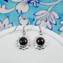 Cab Garnet Earring, Round Garnet Earrings, Designer 925 Sterling Silver Earring