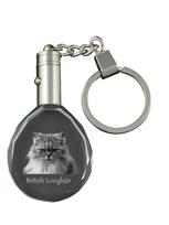 Britų ilgaplaukis - Pakabukas su katės nuotrauka, krištolinis raktų pakabukas dovanų dėžutėje, unikali dovana nuo Art-Dog prekės ženklo skaidri