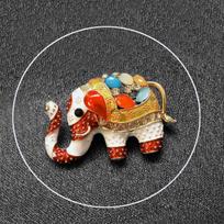 Rhinestone Enamel Painted Animal Brooch Exotic Simulation Elephant Brooch Cat Eye Wild Anti -Glare Buckle raudona