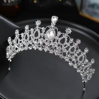 New Silver Color Crystal Diadems For Women Wedding Tiaras Crowns Rhinestone Hair Ornaments Headpiece Bridal Fashion Jewelry gray