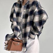 Žieminiai modeliai Plediniai marškiniai ilgomis rankovėmis Laisvi laisvalaikio didelių languotų marškinėlių striukė L juoda balta spalva
