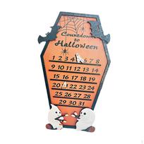 Halloween Advent Countdown Calendar Table Decoration Movable Block Bats Indoor beige
