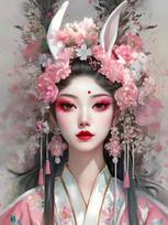 Chinese Girl 5DDiy Diamond Painting Newly Arrived Cross Embroidery Set Rabbit Fairy Embroidery Beauty Mosaic Decoration Full Round 20x30CM white