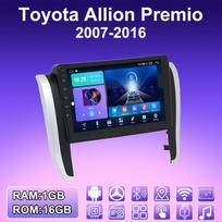 2 DIN Android automobilio radijas Toyota Allion Premio 2007-2016 m. Multimedijos grotuvas, galvos blokas, stereo sistema, GPS navigacija, WIFI 1+16GB 1+16GB black