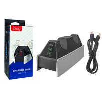 PS5 valdiklio įkrovimo stotelė su AI, išmaniu LED indikatoriumi, apsaugos čipu, C tipo USB prievadu, DualSense valdiklis Package:7.3*6.6*19.2cm juoda/balta