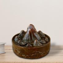 Coil Incense Burner Mountain Censer Decor Furnace Holder with Removable Lid for