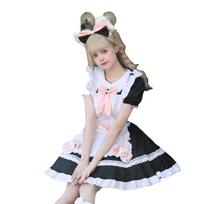 Original Black and White Maid Dress Cute Lolita Dress Cafe Maid Uniform Women's Big Brother dress 4XL juoda