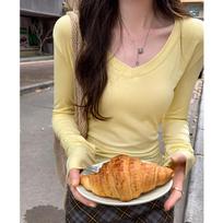 Lazy style thin blouse casual V-neck long-sleeved T-shirt for women in spring hot girl niche slimming sun protection top trendy S