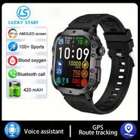 Naujas 1,96 colio ultra AMOLED išmanusis laikrodis GPS sekimas HD Bluetooth skambutis 420 mAh didelė baterija 400+ ciferblatas tinkamas 3ATM Vandeniui atsparus išmanusis laikrodis silicon juoda