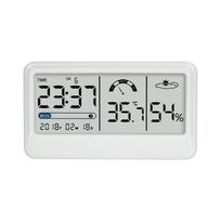 Skaitmeninis higrometras Elektroninis temperatūros drėgmės matuoklis su laiko data LCD ekranu Type 2 white