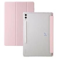 Dėklas su rašiklio laikikliu trikampis PU odinis Samsung Galaxy Tab S9 FE akrilinis skaidrus nugaros kietas dangtelis, skirtas Galaxy Tab S9 Fe dėklui 10.9 Tab S9 (11 inch) rožinė