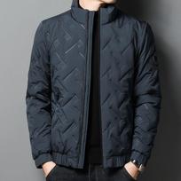 Winter Cotton-padded Jacket Men's New Stand Collar Light Cotton-padded Jacket Middle-aged High-end Handsome Coat Plus Size Warm Cotton-padded Jacket S tamsiai mėlyna spalva