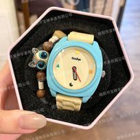 Vibrant Contrasting Color Dopamine Watch for Women, Light Luxury Niche, Cute Sports Watch, Female Student Quartz Watch beige