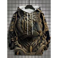 Bandana Print Men's Fashion 3D Print Hoodie Hoodies Blue Brown Crew Neck Fall Winter Designer Hoodie Sweatshirt L black