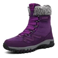 Winter Men Snow Boots Fur Plush Warm Men Ankle Boots Plus Size Waterproof Men Boots Outdoor Non-Slip Hiking Boots Work Shoes 35