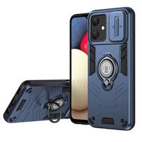 KEYSION Shockproof Armor Case for Samsung A06 A05 A04 4G Slide Camera Lens Protection Ring Stand Phone Back Cover for Galaxy A06 for Samsung A04 mėlyna