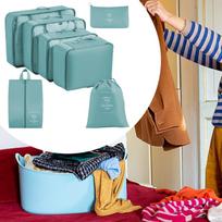 7 Pakavimo kubeliai kelionėms, saugojimo organizatoriai drabužiams ir aksesuarams Light Blue beige