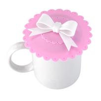 Cute Reusable Cup Lid with Bowknot Silicone Anti-dust Bowl Cover Thermal Insulation Cup Seals Glass Mugs Cover Drinkware Parts rožinė